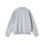 Relaxed Fit Solid Color Polo Neck Sweatshirt