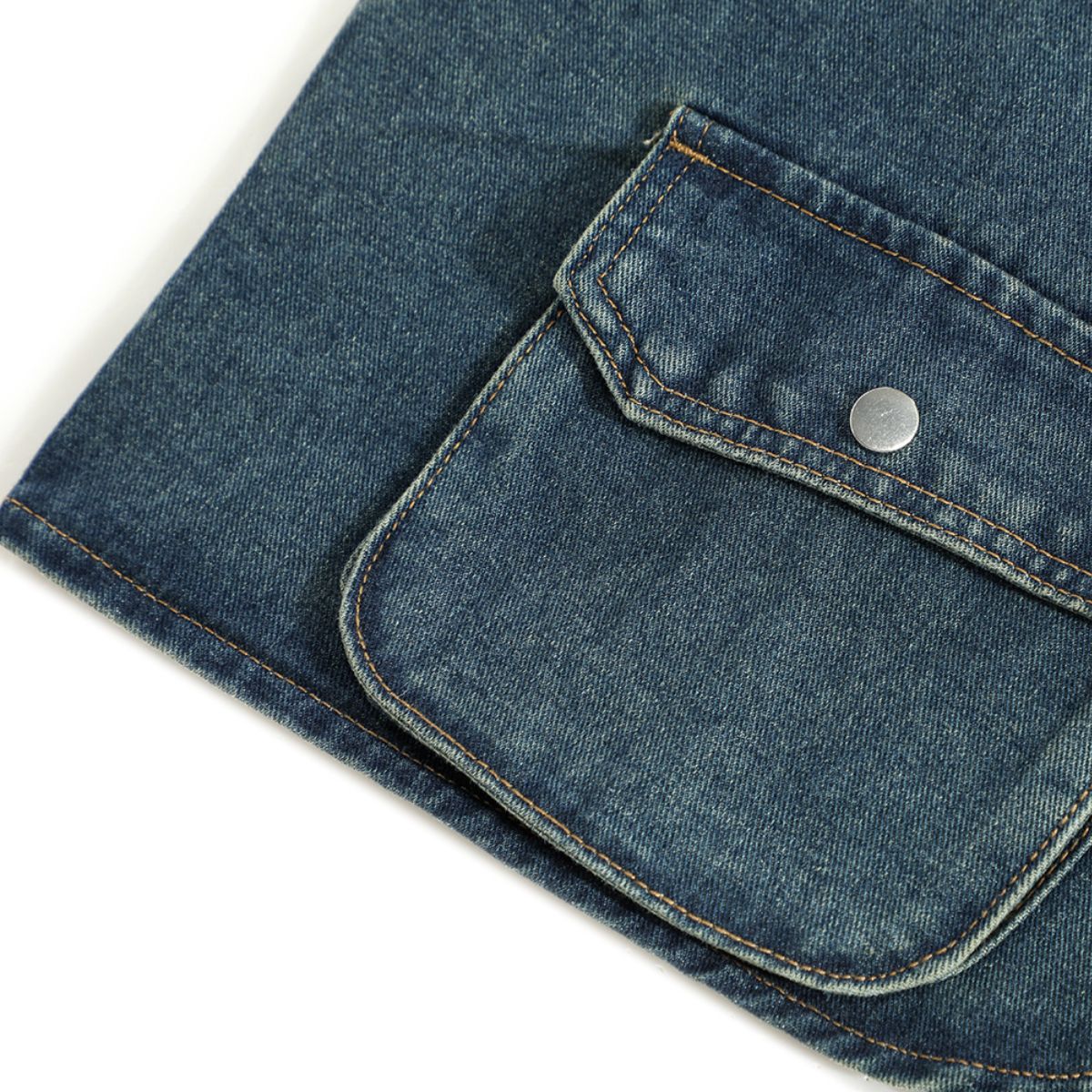 Relaxed Cropped Denim Tactical Vest