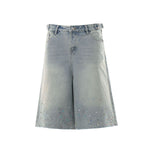 Vintage Washed Rhinestone Denim Bermuda Shorts