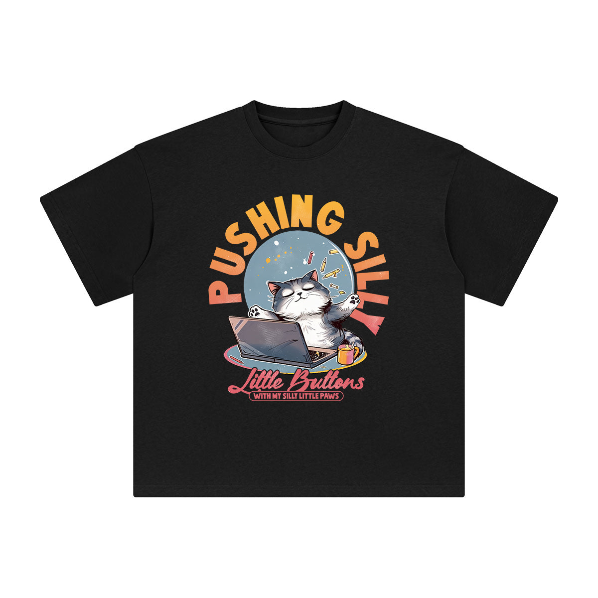 Cat Working Graphic Tee-INNBLAC Fashion Apparel