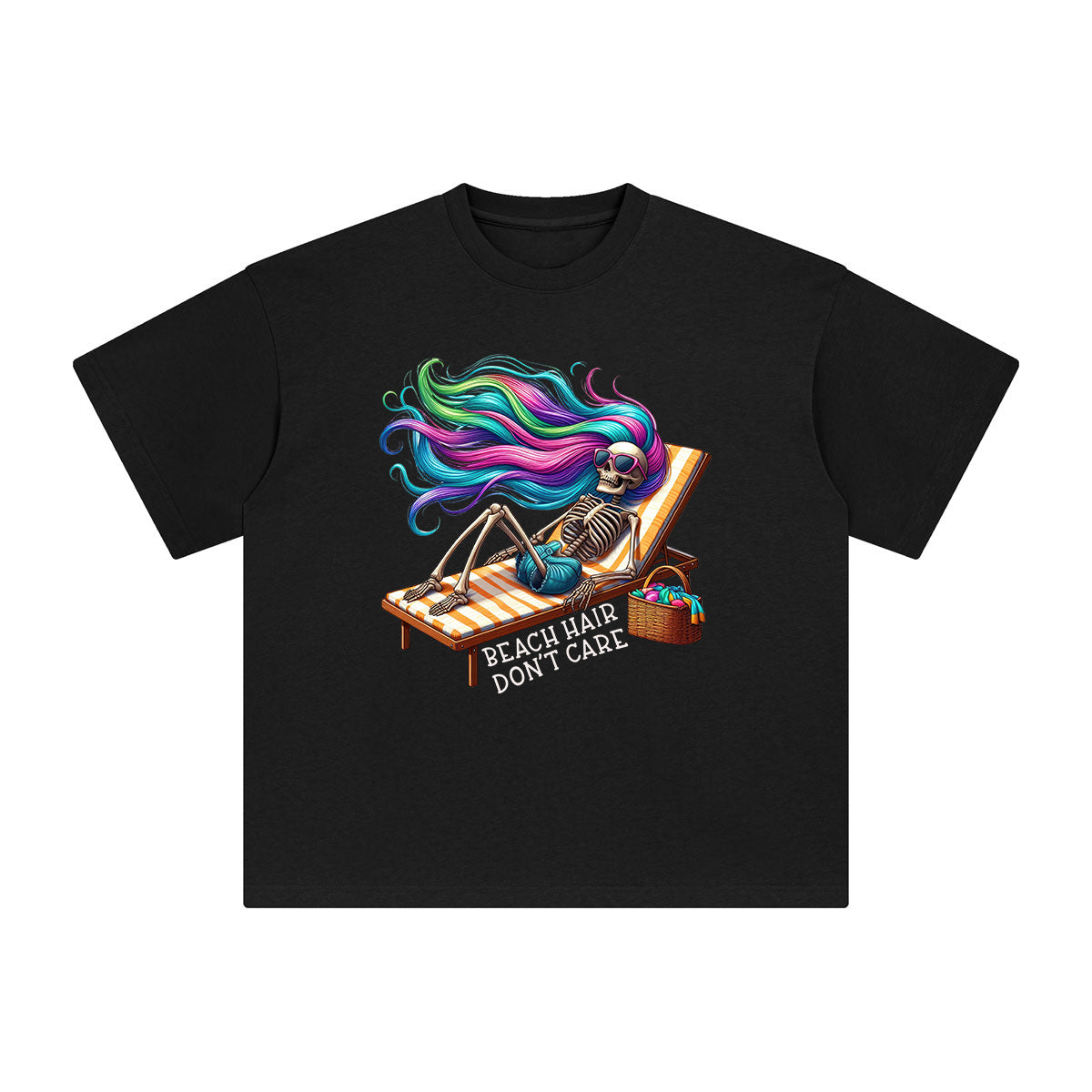 Sunbathing Skeleton Graphic Tee-INNBLAC Fashion Apparel