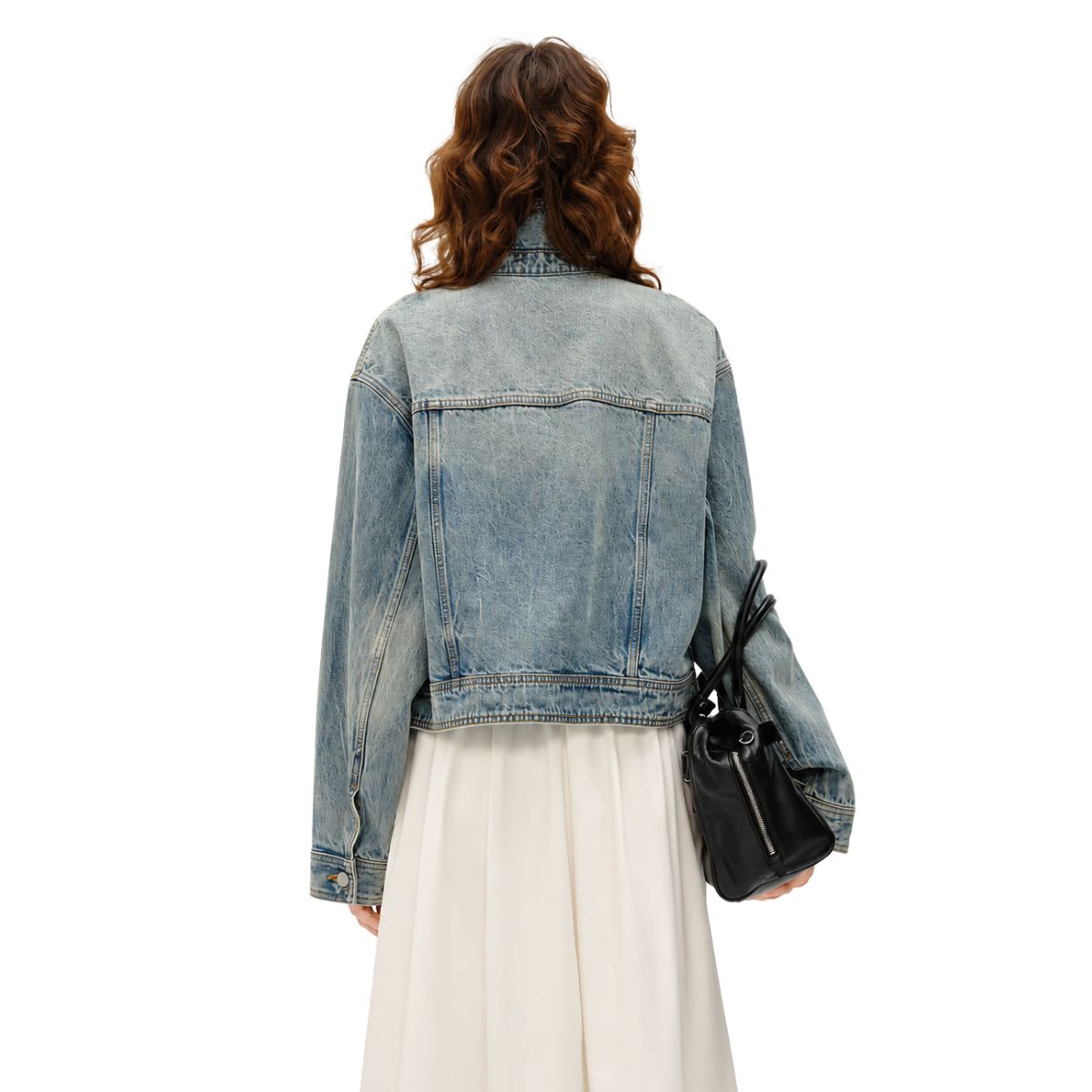 Vintage Washed Cropped Denim Trucker Jacket