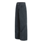 Men's Washed Punk Pleated Loose-Fit Casual Wide-Leg Denim Pants