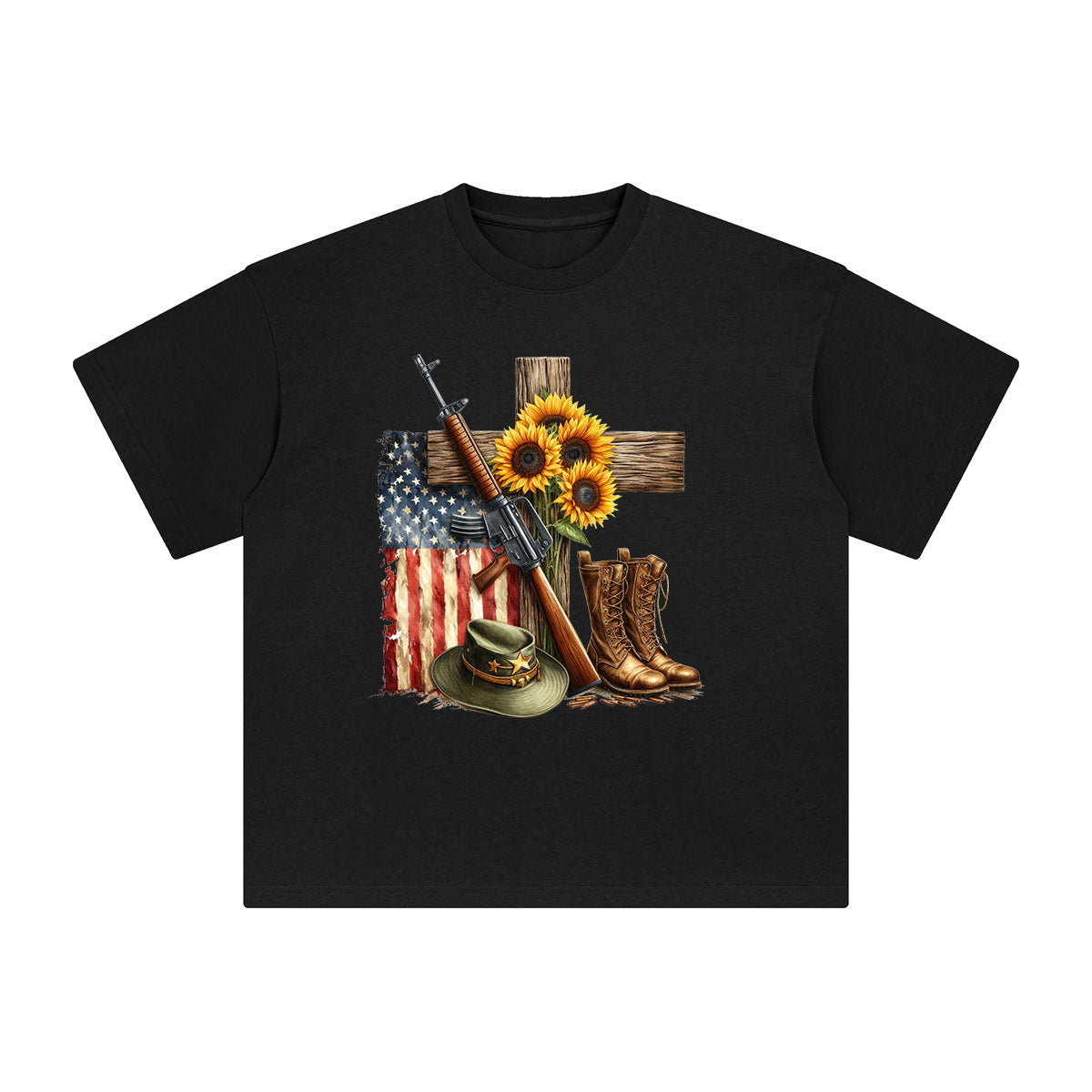 Memorial Day Cross Graphic Tee-INNBLAC Fashion Apparel