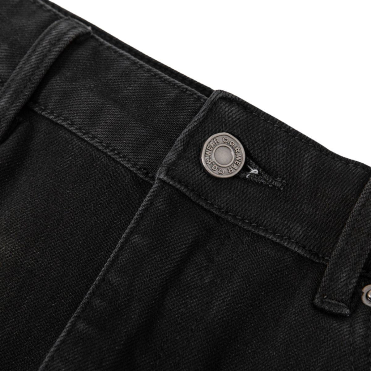 Falda vaquera con bordado de perlas y lavado vintage