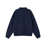Relaxed Fit Solid Color Polo Neck Sweatshirt