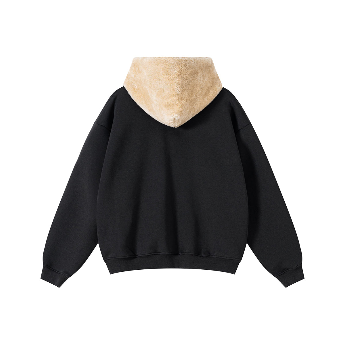 Zip-Up Loose Fit Plush-Lined Hoodie