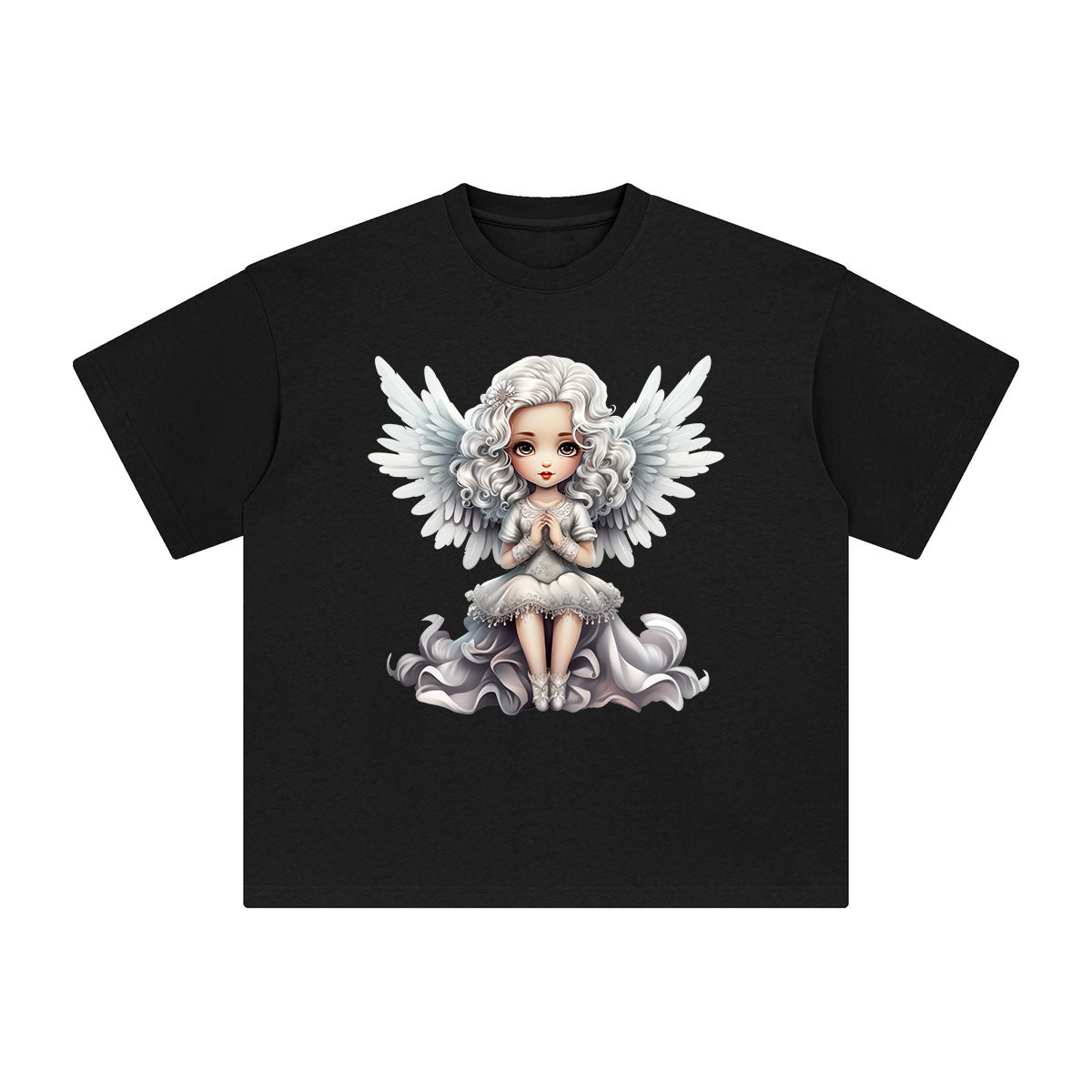 Silver Christmas Angel Graphic Tee-INNBLAC Fashion Apparel