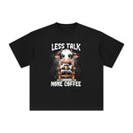 Cow Drinking Coffee Graphic Tee-INNBLAC Fashion Apparel