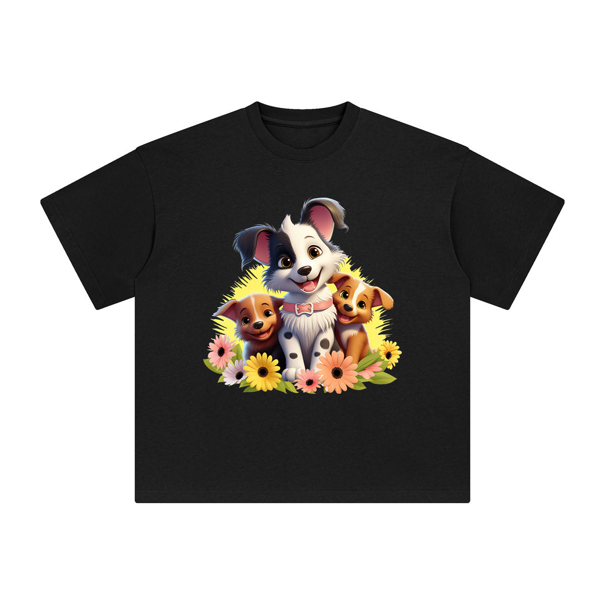 Happy 3D Puppies Graphic Tee-INNBLAC Fashion Apparel