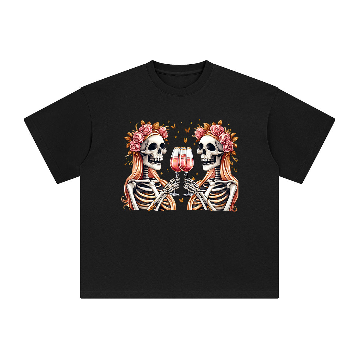 Twins Skeleton Graphic Tee-INNBLAC Fashion Apparel