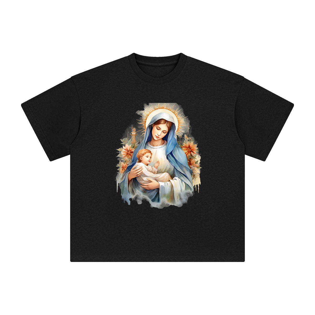 Mother Mary and Baby Jesus Graphic Tee-INNBLAC Fashion Apparel