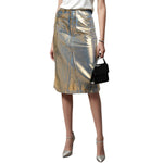 Falda vaquera con bordado de perlas y lavado vintage