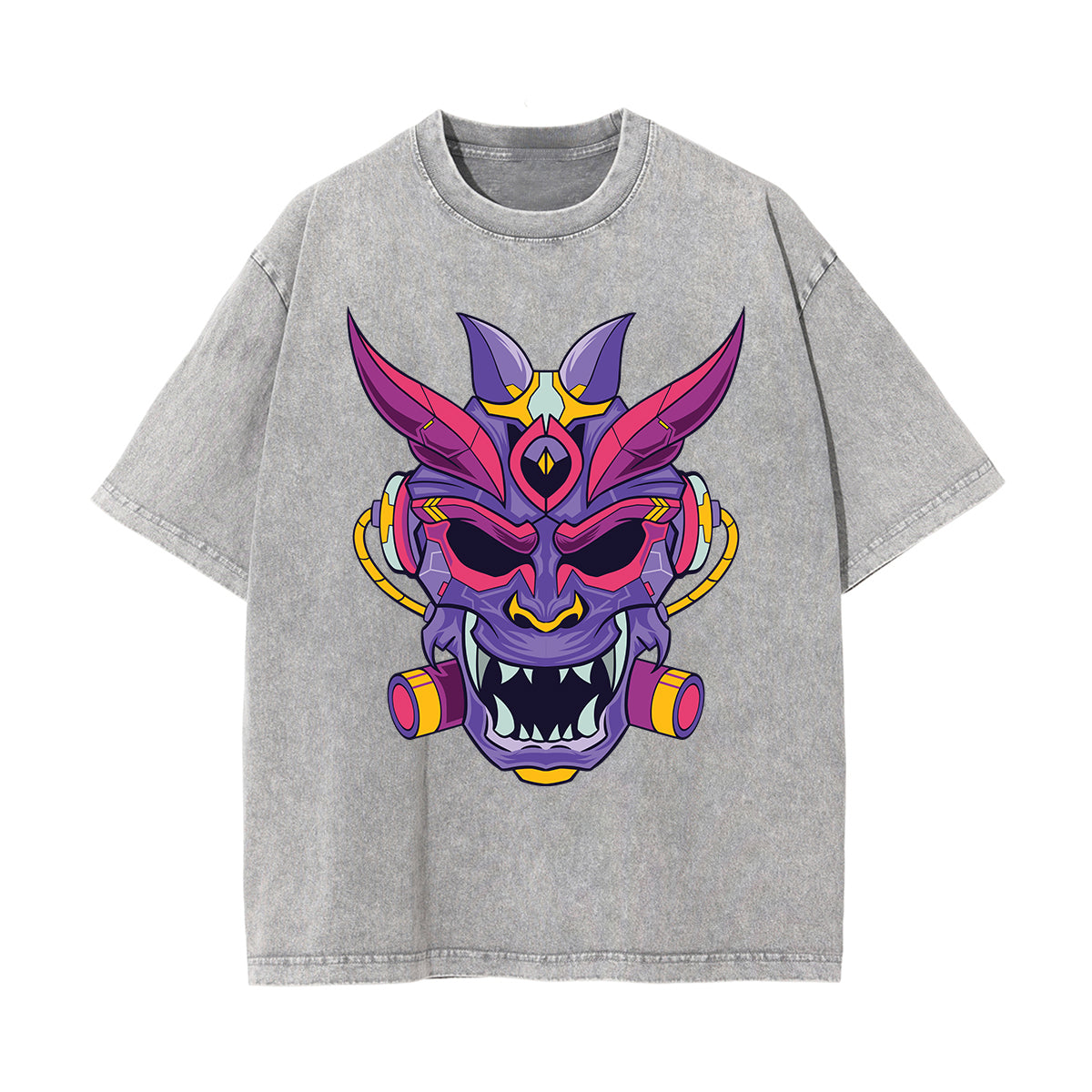 Oni Mask Mecha Graphic Tee-INNBLAC Fashion Apparel