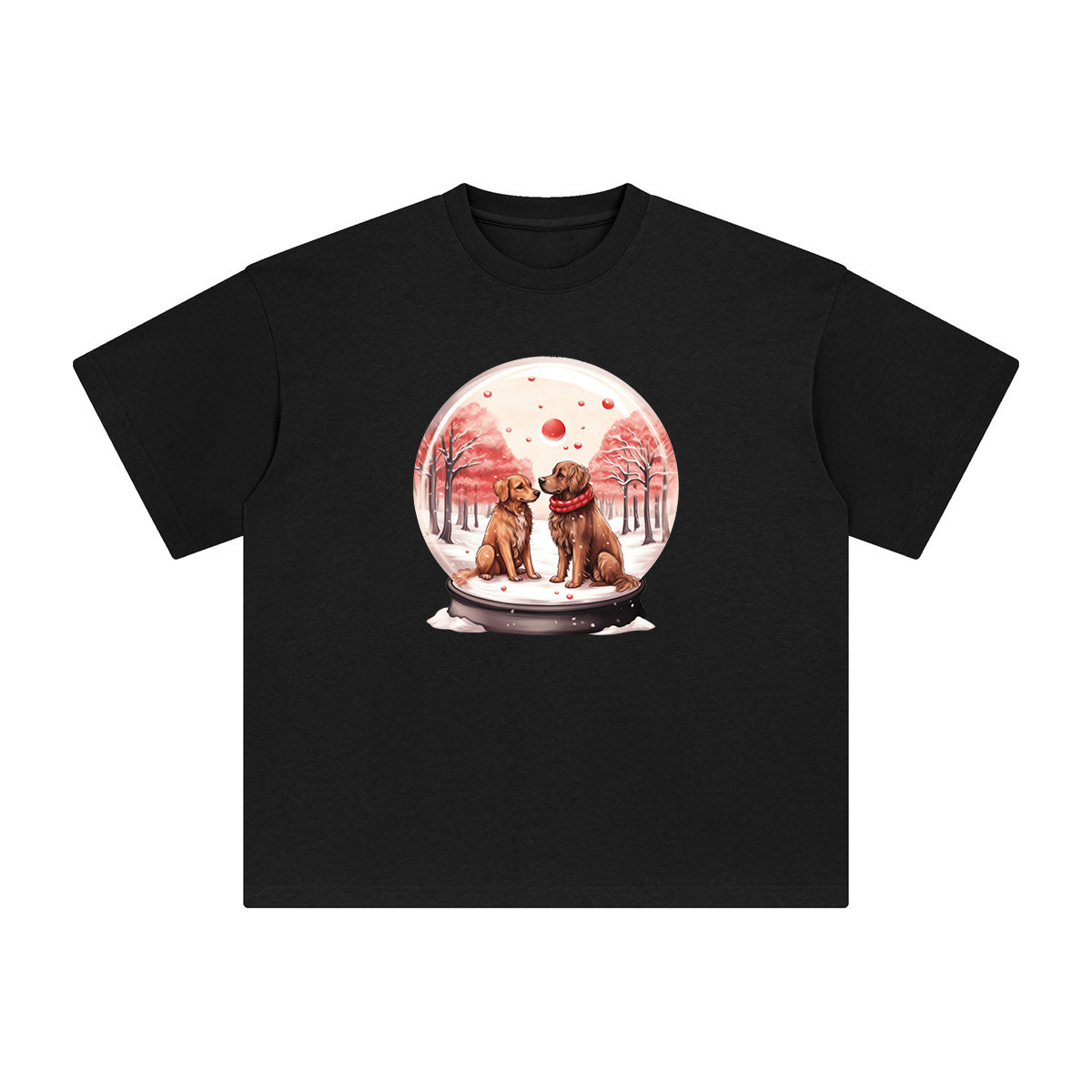 Valentine Dogs Globe Graphic Tee-INNBLAC Fashion Apparel