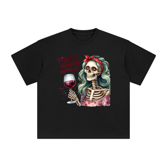 Skeleton Mom Drinking Graphic Tee-INNBLAC Fashion Apparel