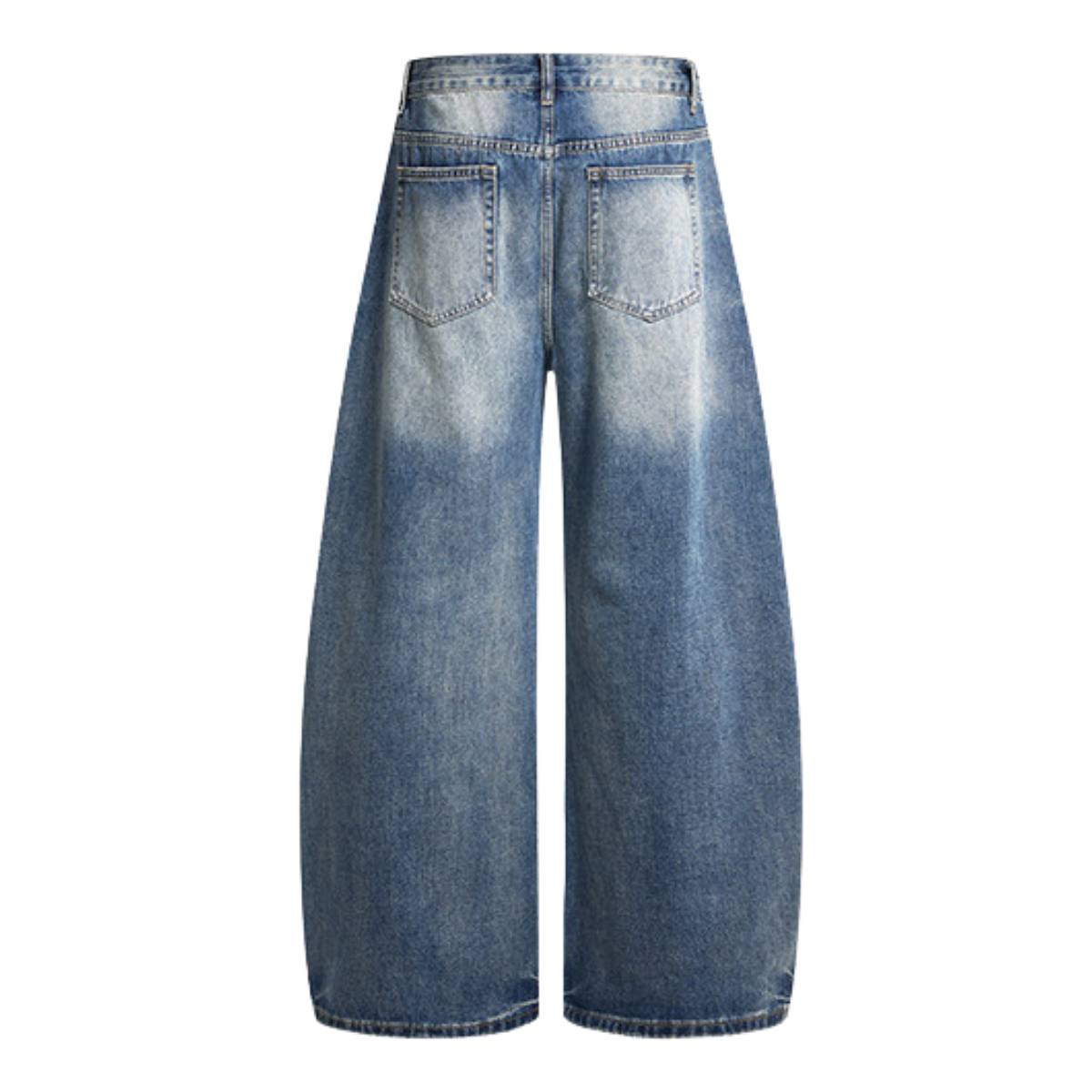 Washed Scythe Silhouette Wide Leg Denim Pants