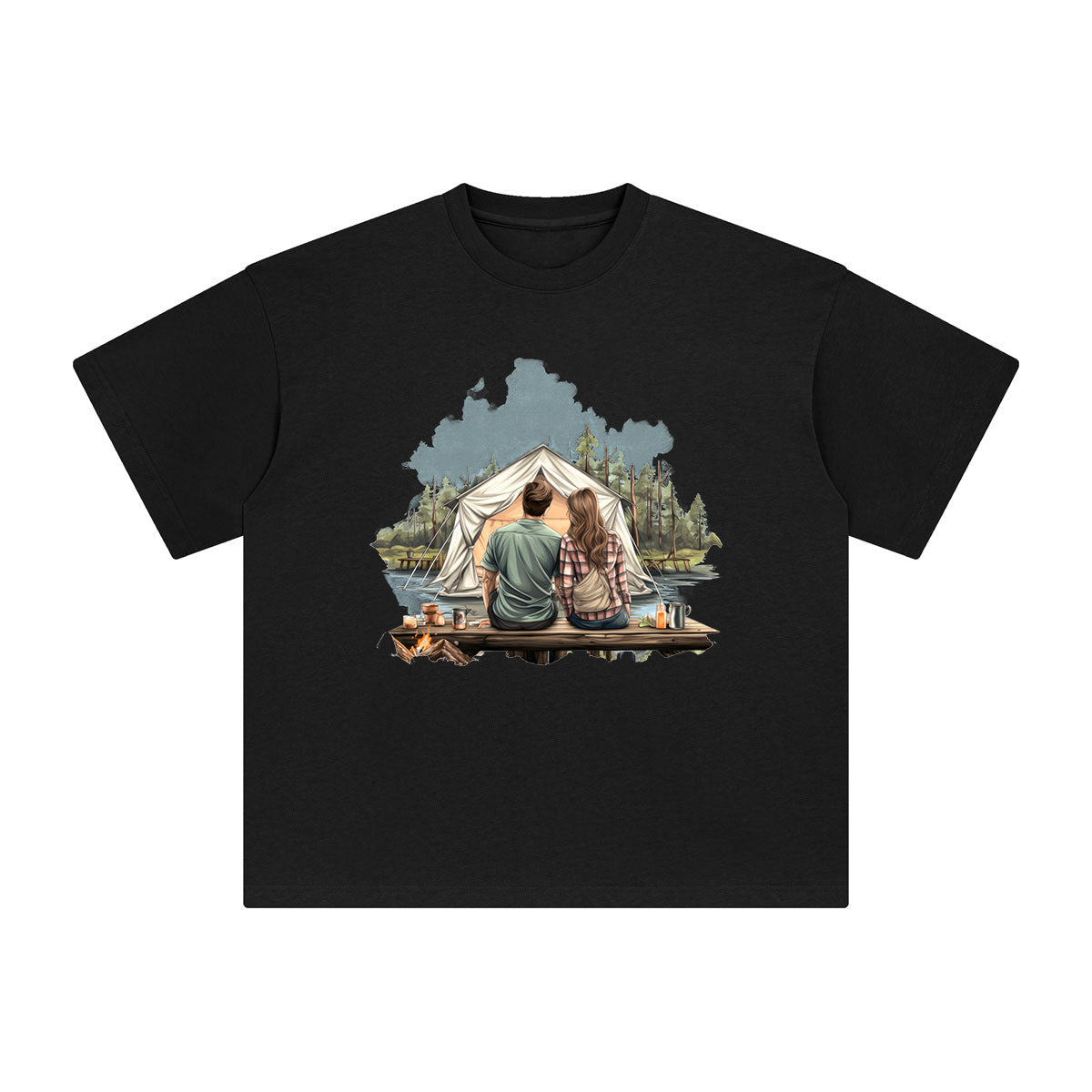 Couple Camping Graphic Tee-INNBLAC Fashion Apparel
