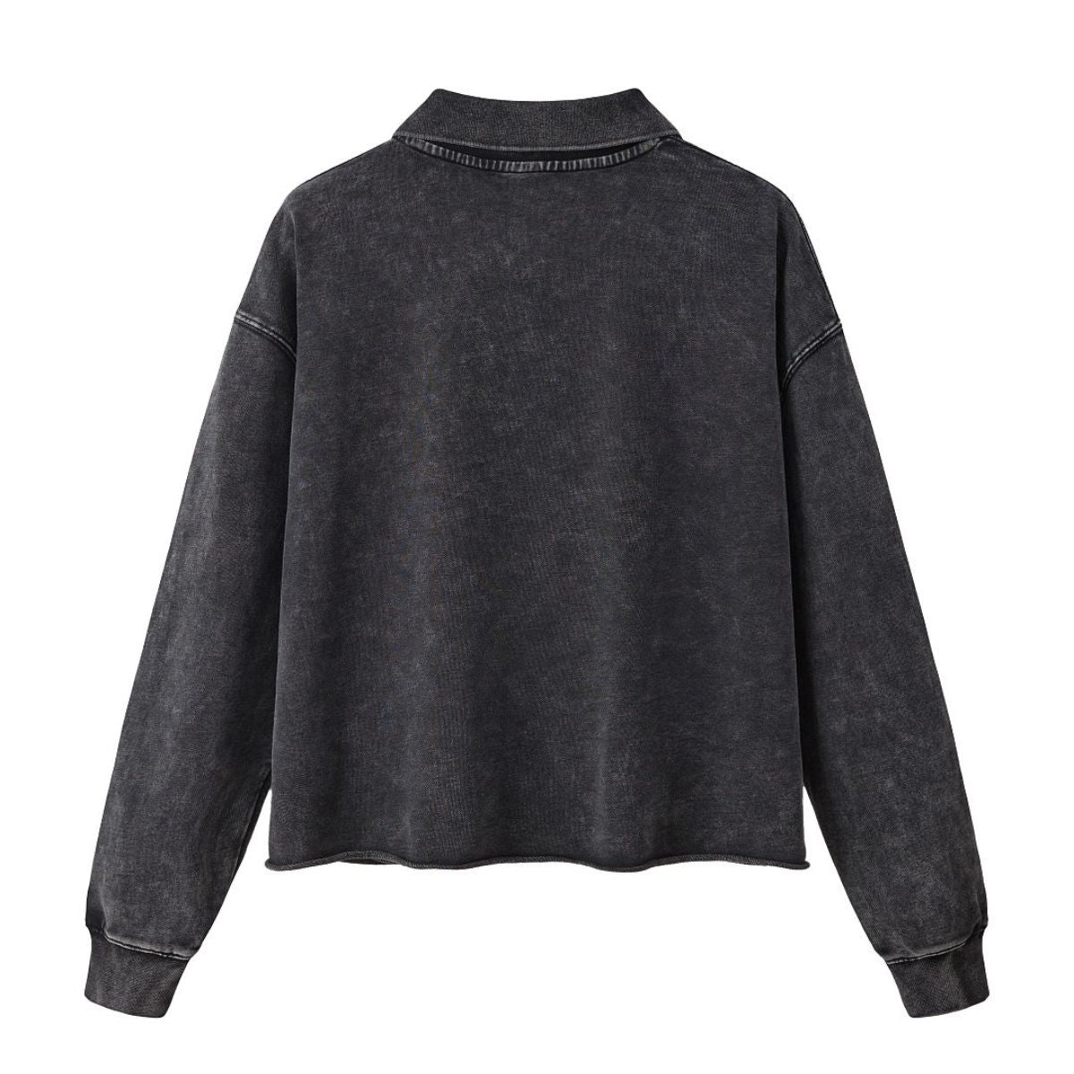 Boxy‑Fit Small V‑Neck Polo Cotton Sweatshirt