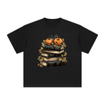 Halloween Book & Pumpkin Graphic Tee-INNBLAC Fashion Apparel