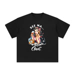 Retro Women & Black Cat Graphic Tee-INNBLAC Fashion Apparel