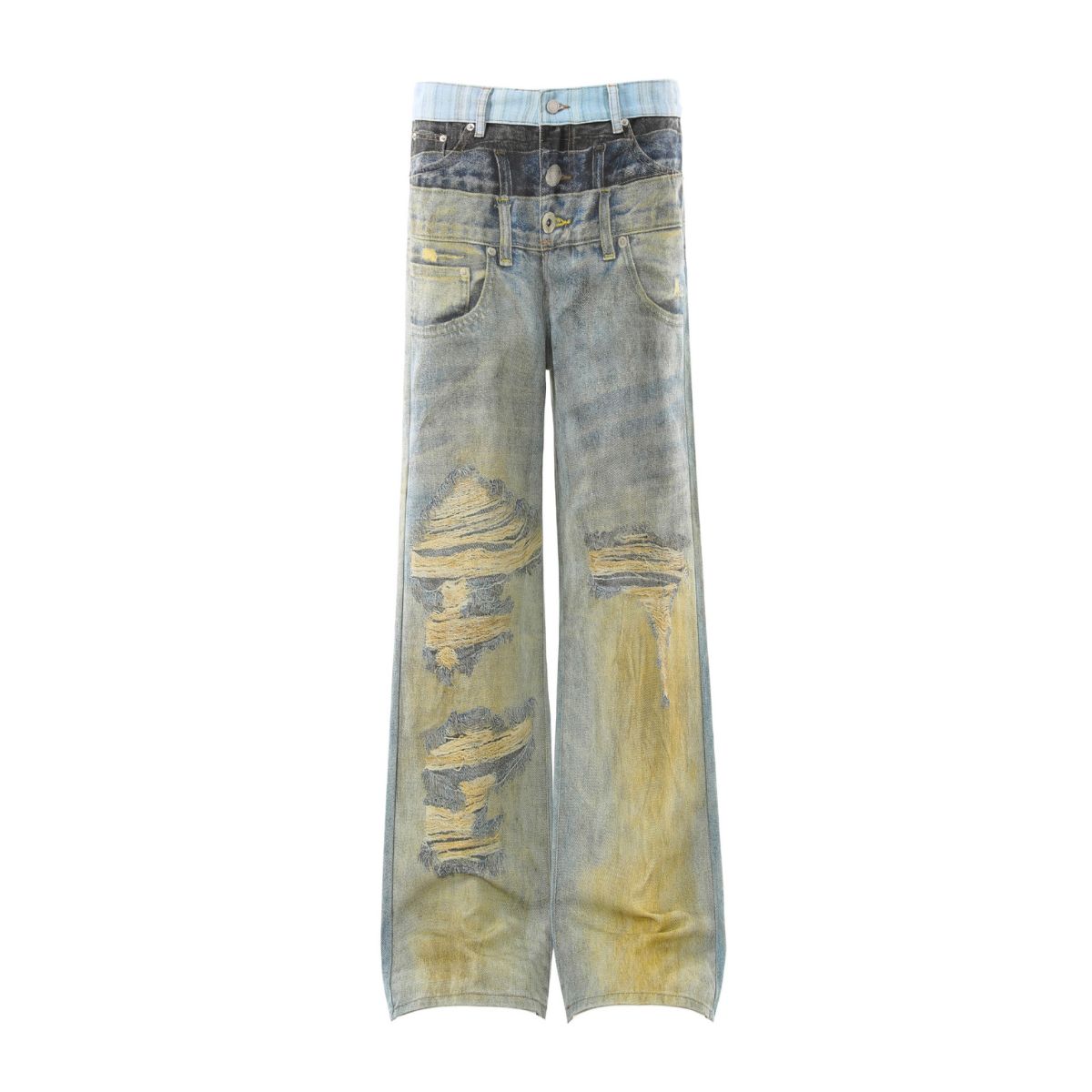 Streetwear Washed Distressed Straight Leg Jeans