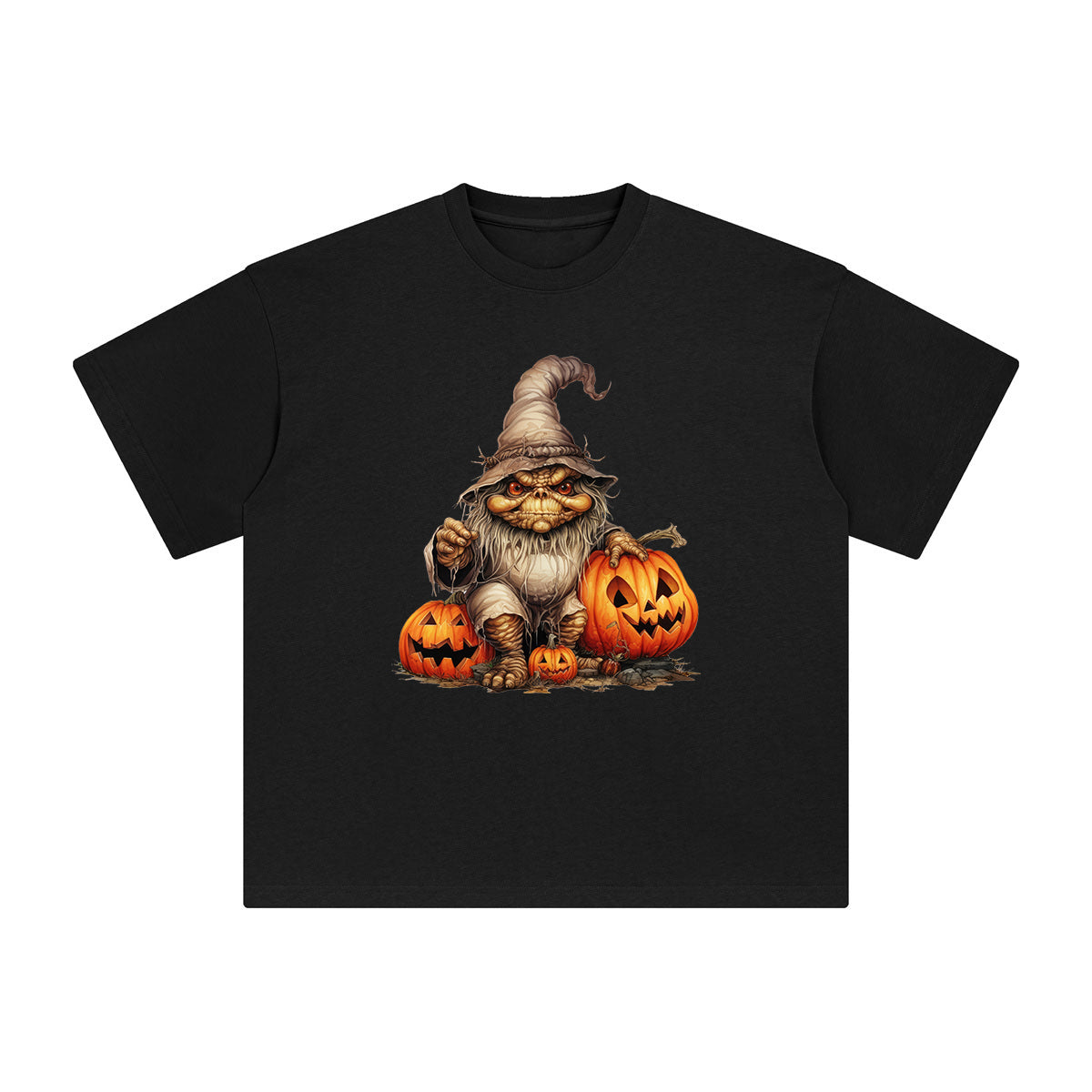 Halloween Gnome & Pumpkin Graphic Tee-INNBLAC Fashion Apparel