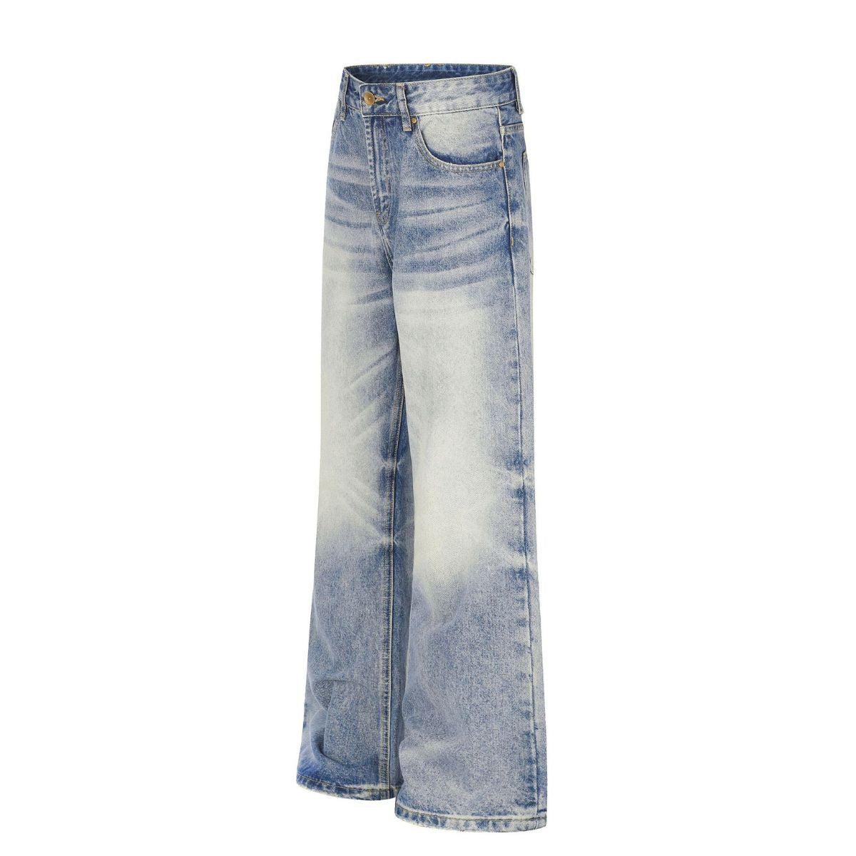 Vintage Washed Whiskered Flared Jeans