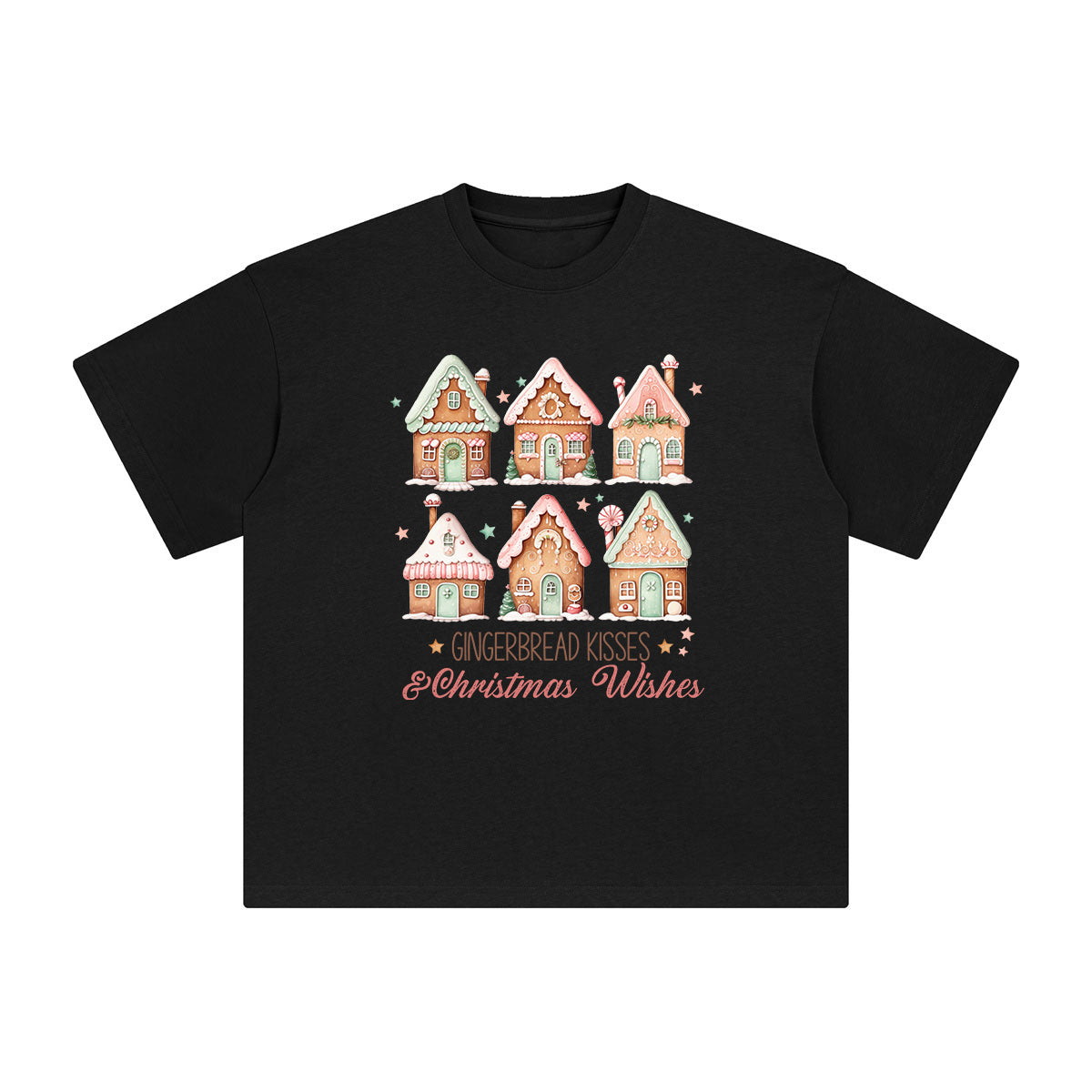 Gingerbread Kisess & Christmas Wishes Graphic Tee-INNBLAC Fashion Apparel