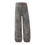 Vintage Washed Distressed Wide Leg Straight Denim Pants