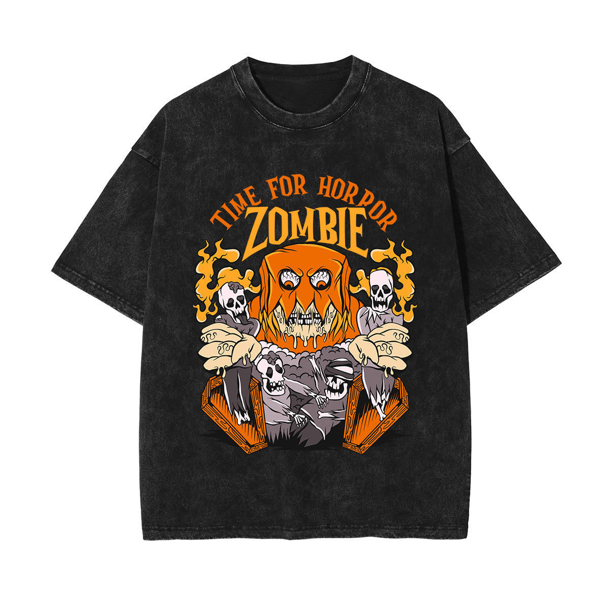 Time For Horror Graphic Washed Tee-INNBLAC Fashion Apparel