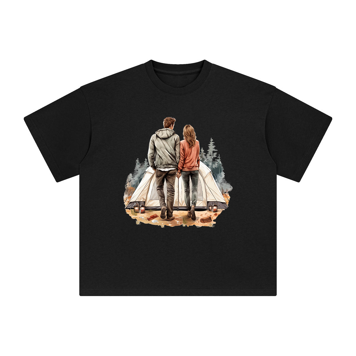 Couple Camping Graphic Tee-INNBLAC Fashion Apparel