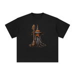 Halloween Broom With Hat Graphic Tee-INNBLAC Fashion Apparel