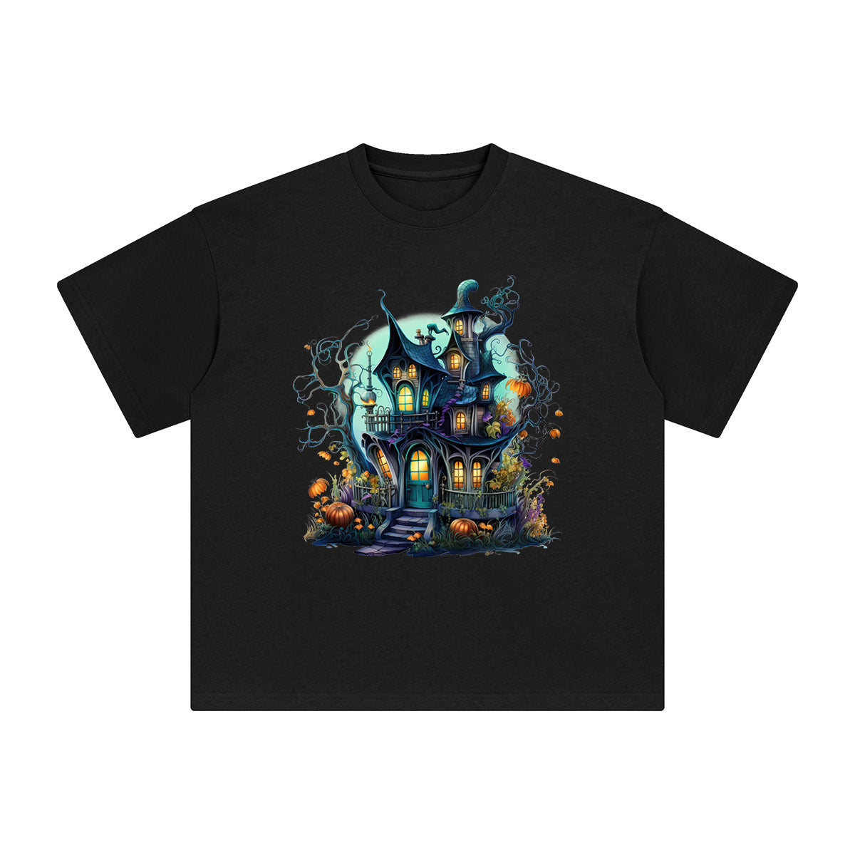 Fairy Halloween Witch House Graphic Tee-INNBLAC Fashion Apparel