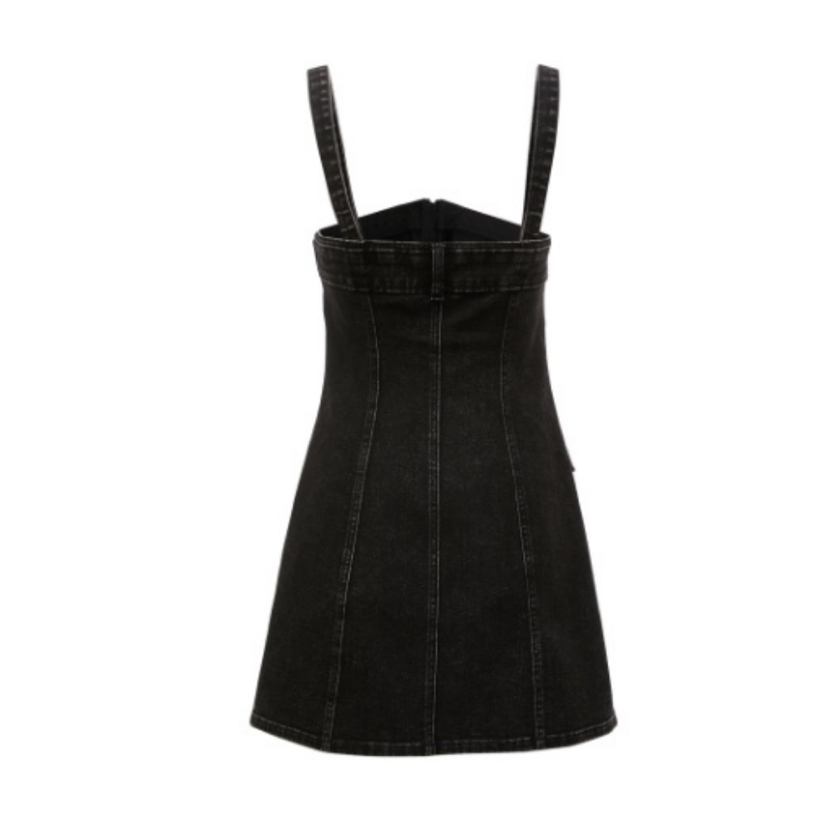 Zip-Front Belted Denim Mini Dress