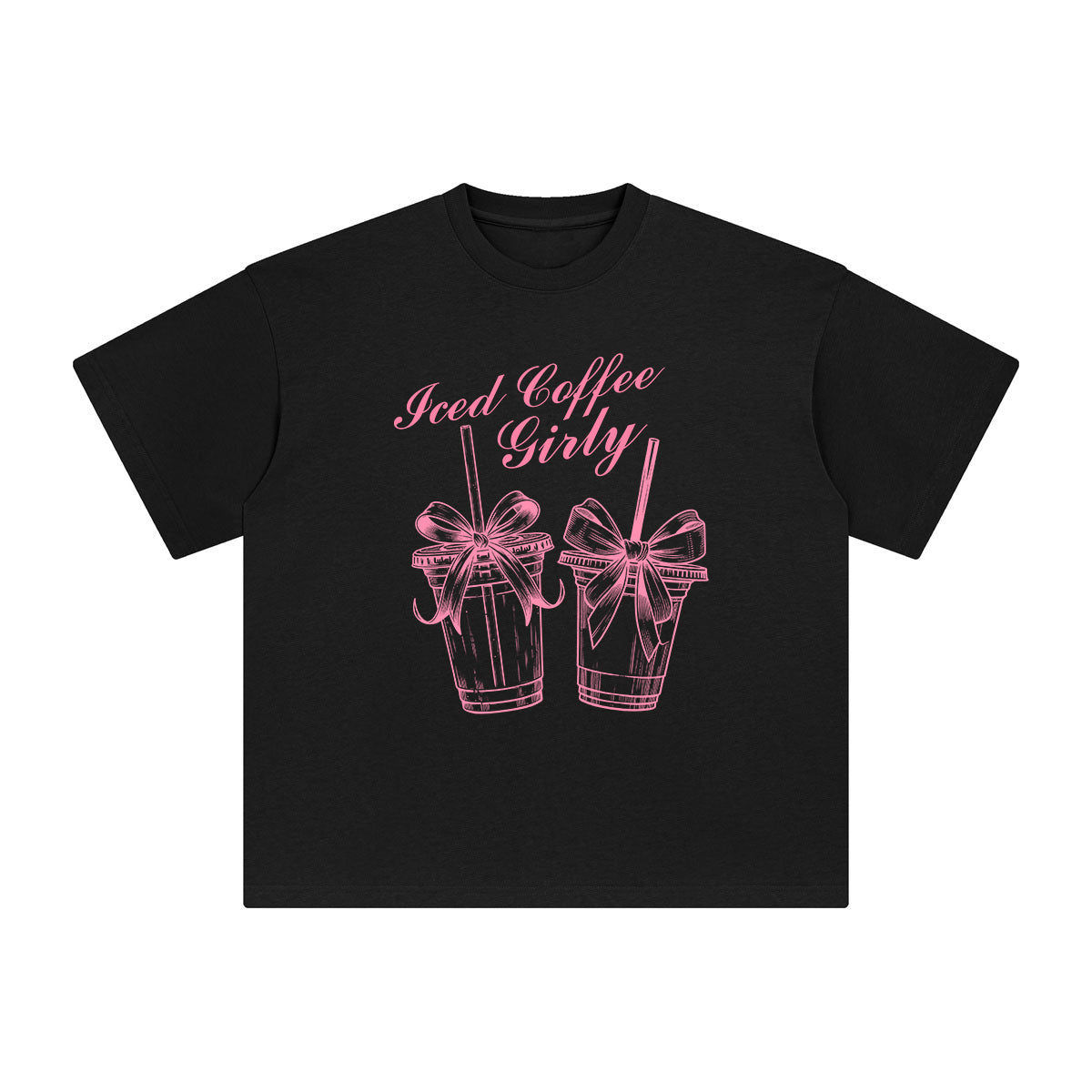 Iced Coffee Girly Graphic Tee-INNBLAC Fashion Apparel