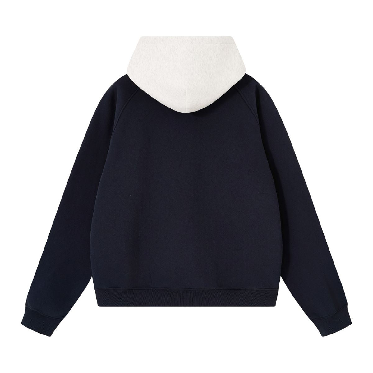 Color‑Blocked Fleece Lined Raglan Retro Loose Hoodie