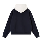 Color‑Blocked Fleece Lined Raglan Retro Loose Hoodie