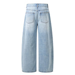Wash Destroyed Pleated Baggy Jeans