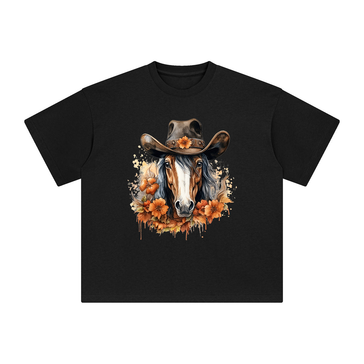 Horse With Cowboy Hat Graphic Tee-INNBLAC Fashion Apparel