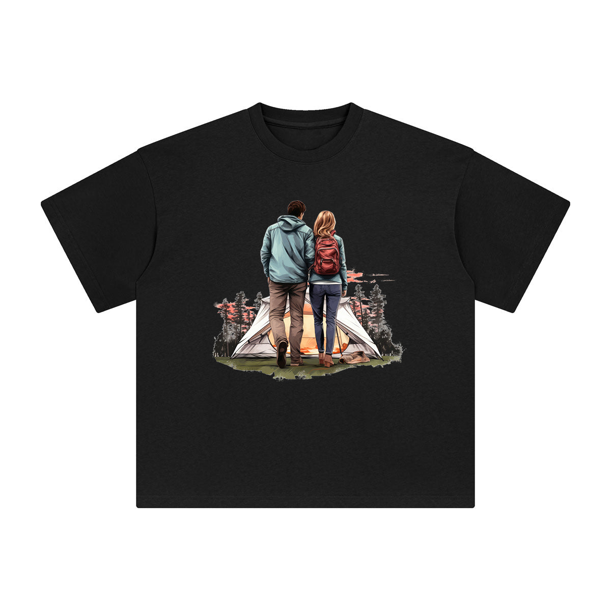 Couple Camping Graphic Tee-INNBLAC Fashion Apparel
