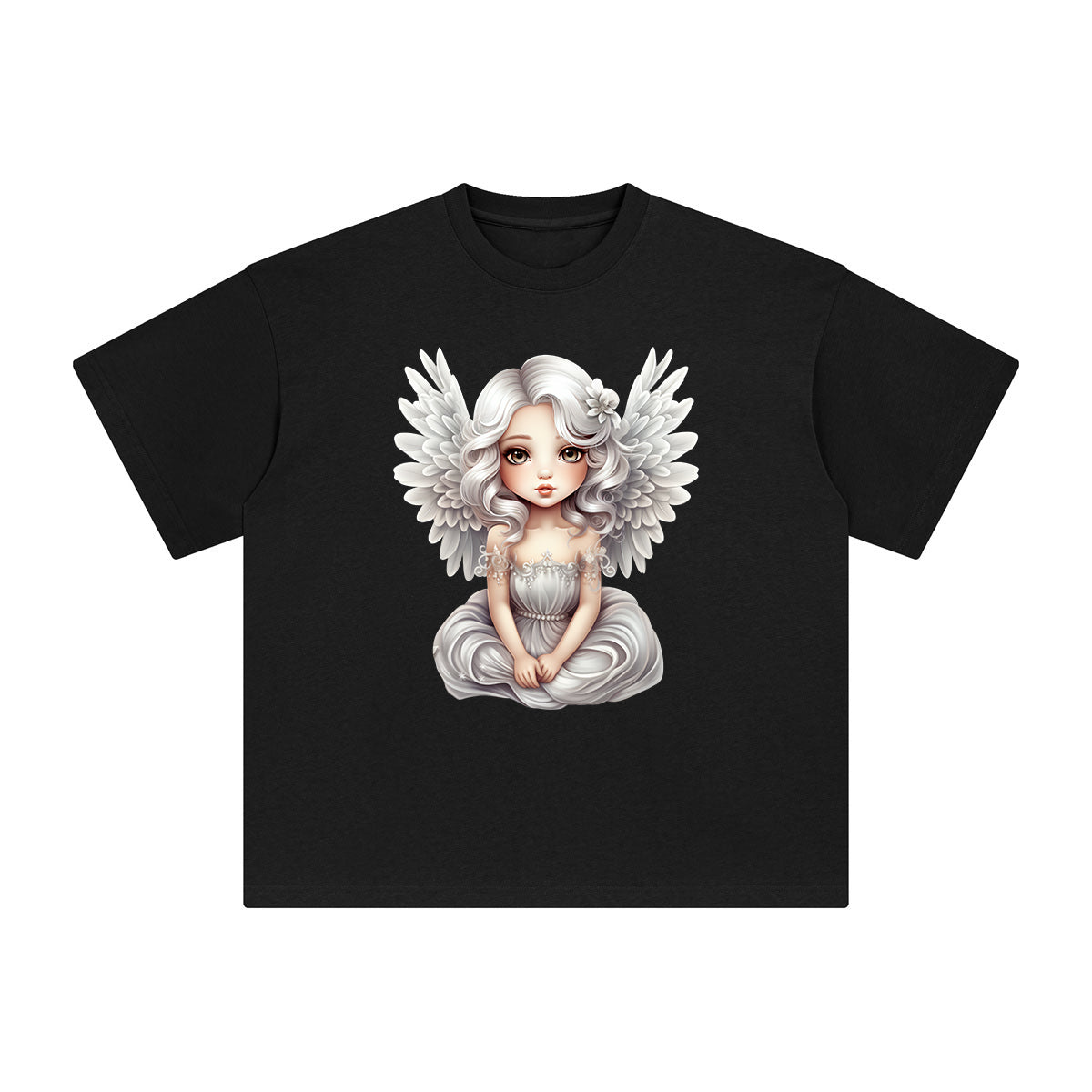 Silver Christmas Angel Graphic Tee-INNBLAC Fashion Apparel