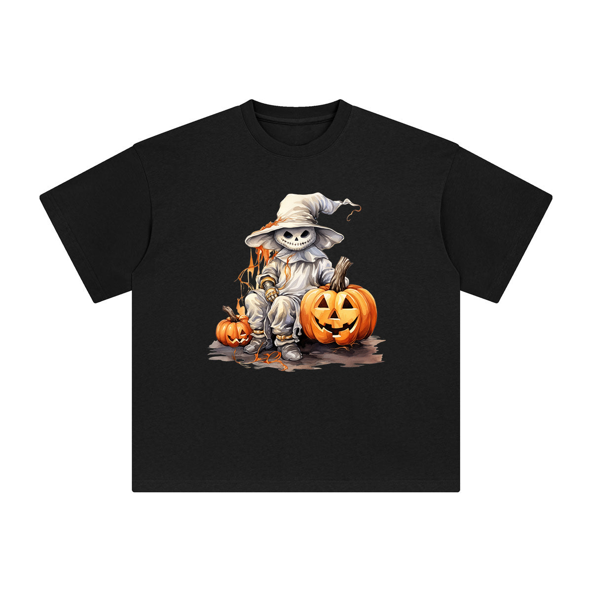 Ghost Boy And Pumpkin Graphic Tee-INNBLAC Fashion Apparel