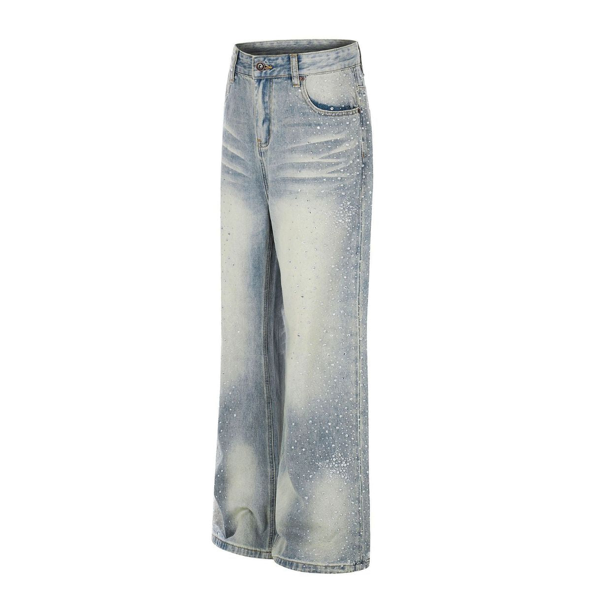 Rhinestone Washed Flare Jeans