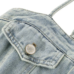 Falda vaquera con bordado de perlas y lavado vintage