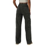 Mid Rise Pockets Straight Leg Casual Cargo Jeans