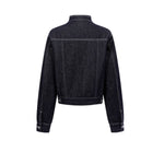 Unisex Textured Silhouette Slim Fit Workwear Denim Jacket