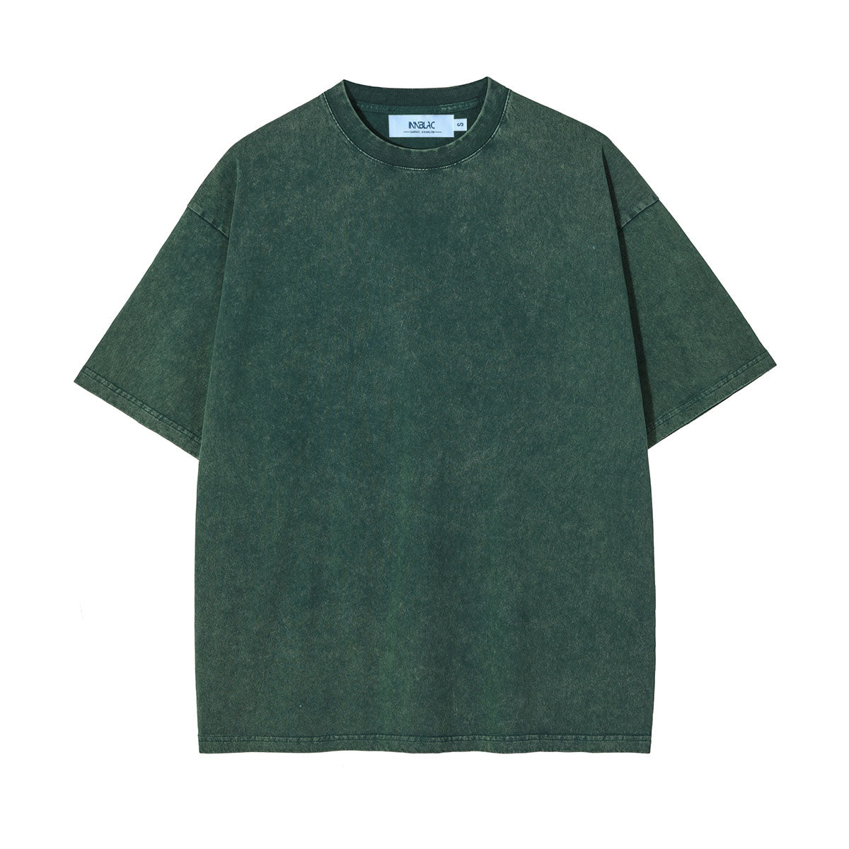 Camiseta gruesa INNBLAC con lavado a la piedra, 7.5 oz, verde