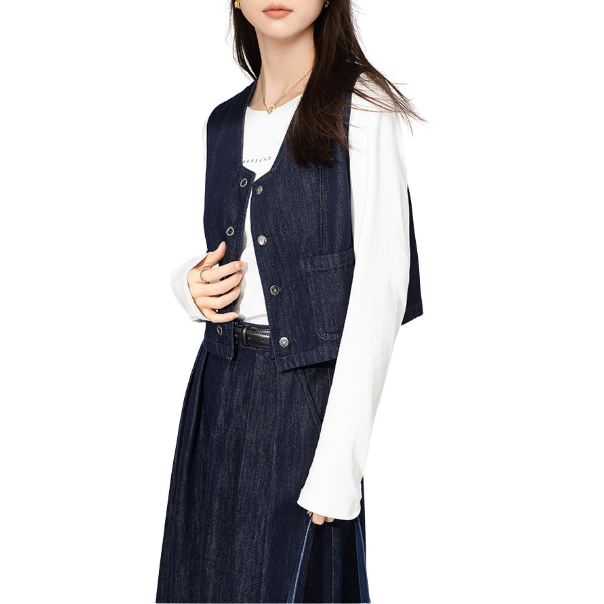 Women's Boxy Cropped Denim Vest