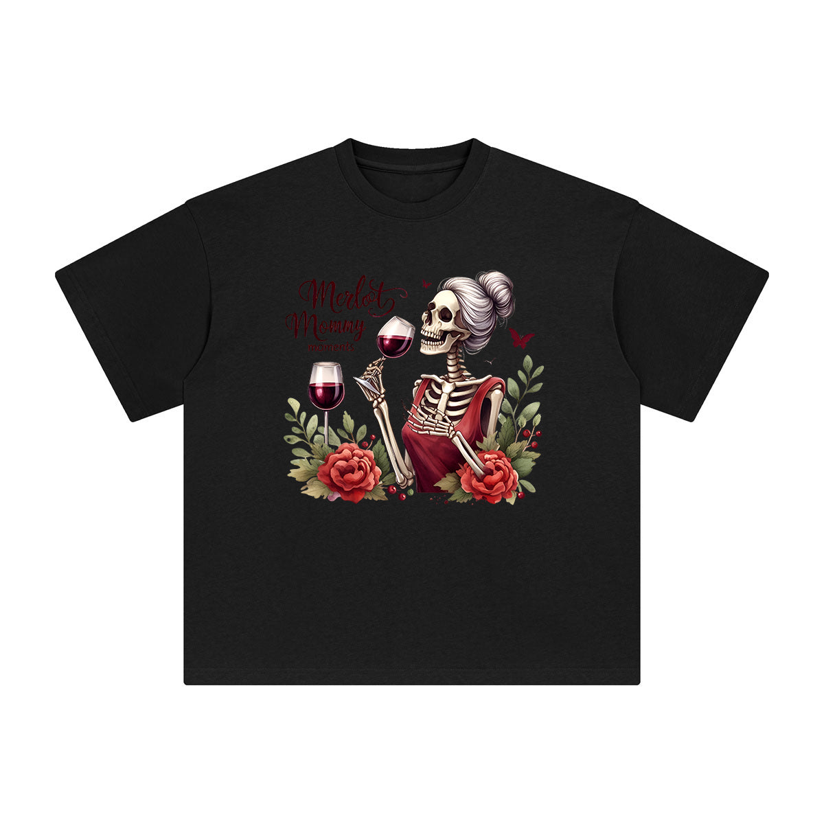 Skeleton Mommy Drinking Graphic Tee-INNBLAC Fashion Apparel